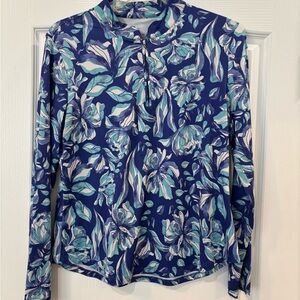 Emerald 18 Floral Long Sleeve Quarter Zip Top, Size L